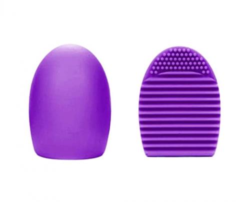 Brush Egg - Accesoriu din silicon pentru curatarea pensulelor de machiaj - Culoarea Mov - Pensule Si Accesorii -
