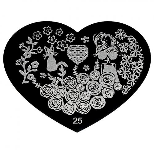 Matrita Metalica Stampila Unghii Hearts #25 - Produse Nail Art - Matrita Unghii