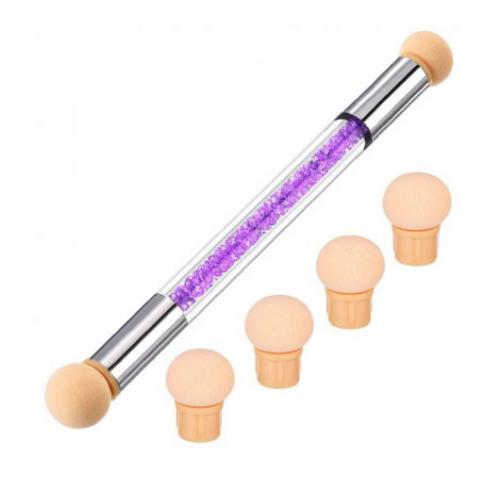 Pensula unghii cu burete pentru Ombre Baby Boomer + 4 rezerve - Nail Art Tool - Purple - Produse Nail Art -