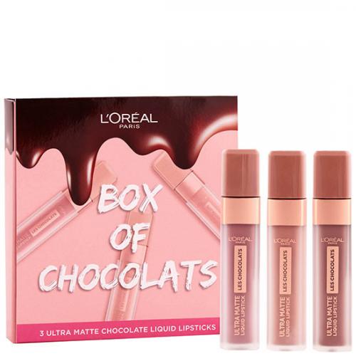 Set ruj de buze Loreal Ultra Matte Box Of Chocolats - 3 bucati - Produse de Machiaj - Creion Buze