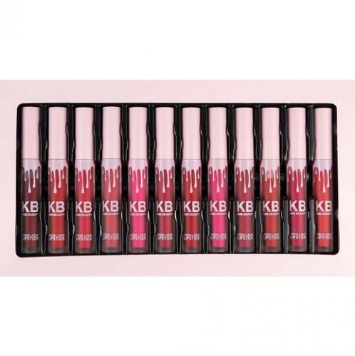 Set rujuri de buze Kiss Beauty - Creme Liquid Lipstick - 12 culori - Produse de Machiaj - Creion Buze