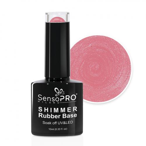 Shimmer Rubber Base SensoPRO Milano - #12 Musical Rose Shimmer Silver - 10ml - Primer Unghii -