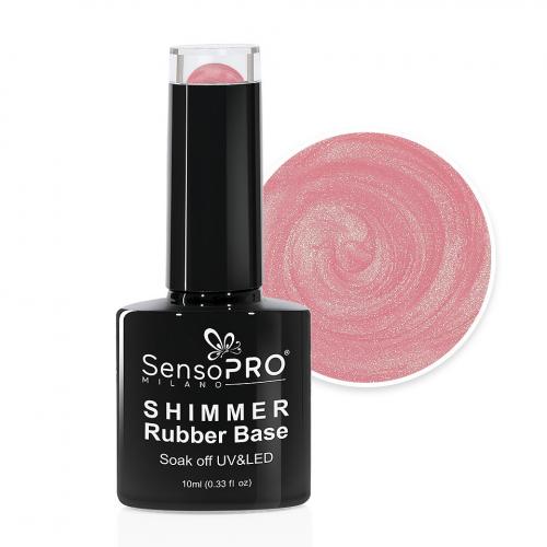 Shimmer Rubber Base SensoPRO Milano - #15 Musical Rose Shimmer Green - 10ml - Primer Unghii -