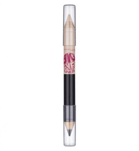 Creion de ochi cu doua capete Maybelline Big Eyes Liner - Nuanta 02 Black&Beige - Produse de Machiaj - Creion Eyeliner
